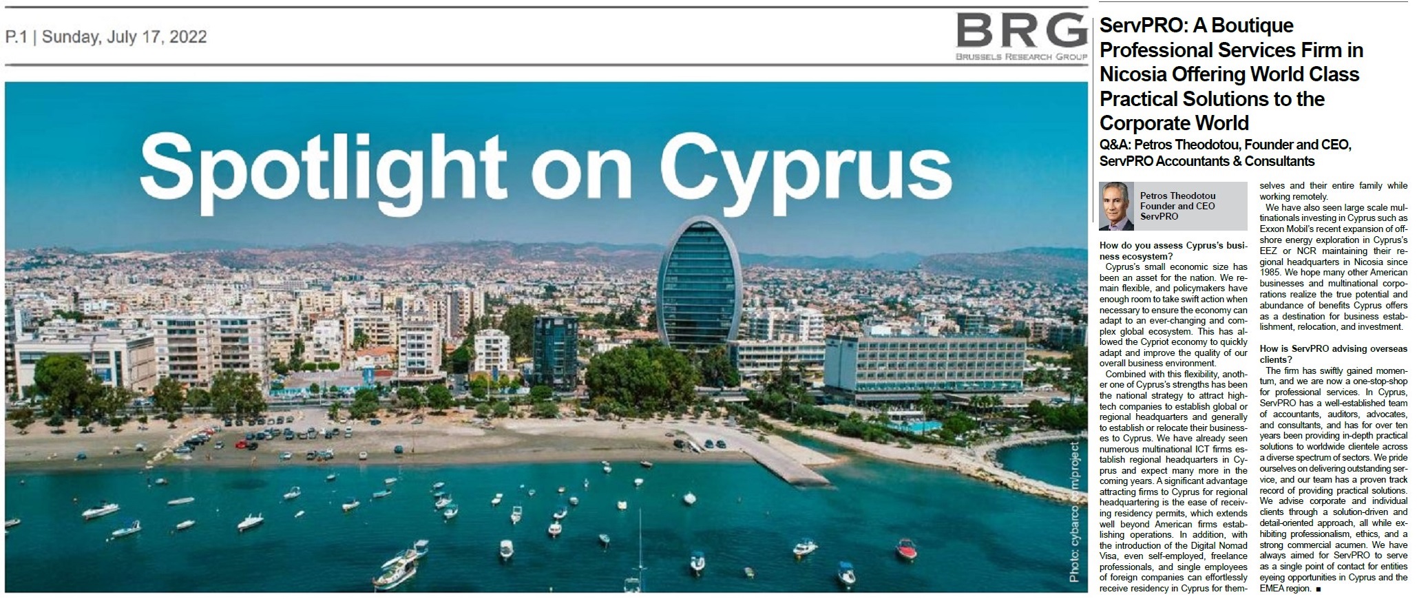 ServPRO x New York Times / Brussels Research Group on CYPRUS